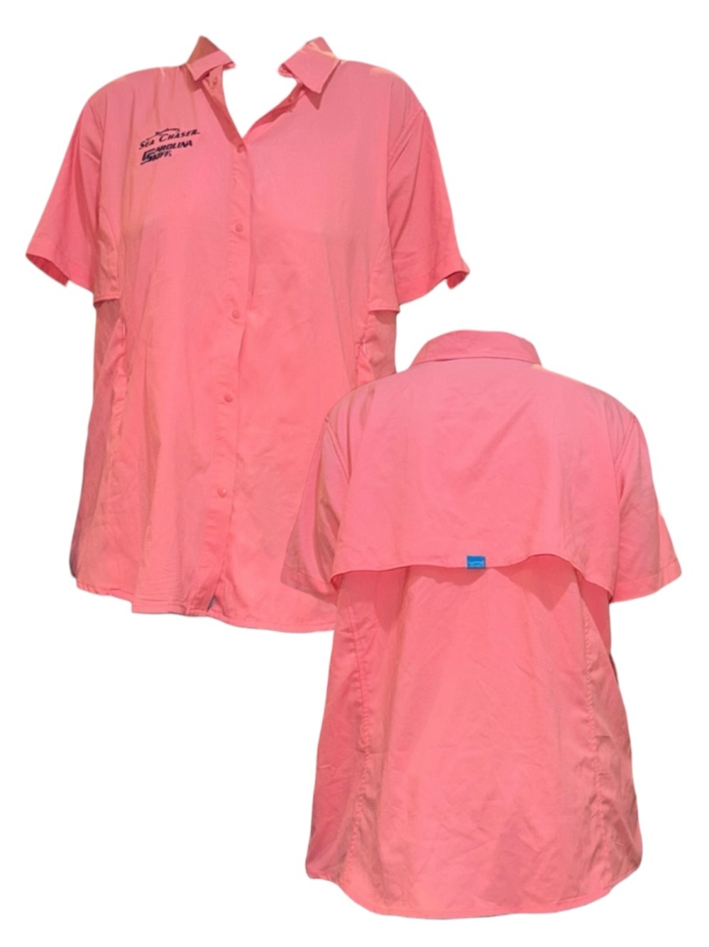 Sea Chaser Carolina Skiff Coral Short Sleeve Button-Up Shirt